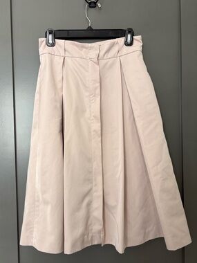 Zara Basic Pleated A-Line Midi Skirt - Light Blush